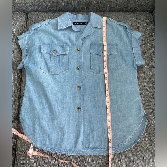 Ralph Lauren Denim Collared Button Down Blue Shirt Petite Small PS - Picture 9 of 9